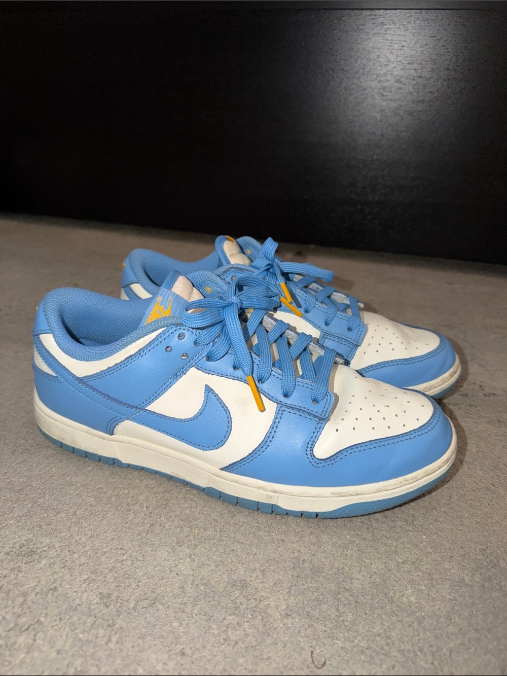 Nike Women Low-Top Sneakers in Light Blue and White with Yellow Accents